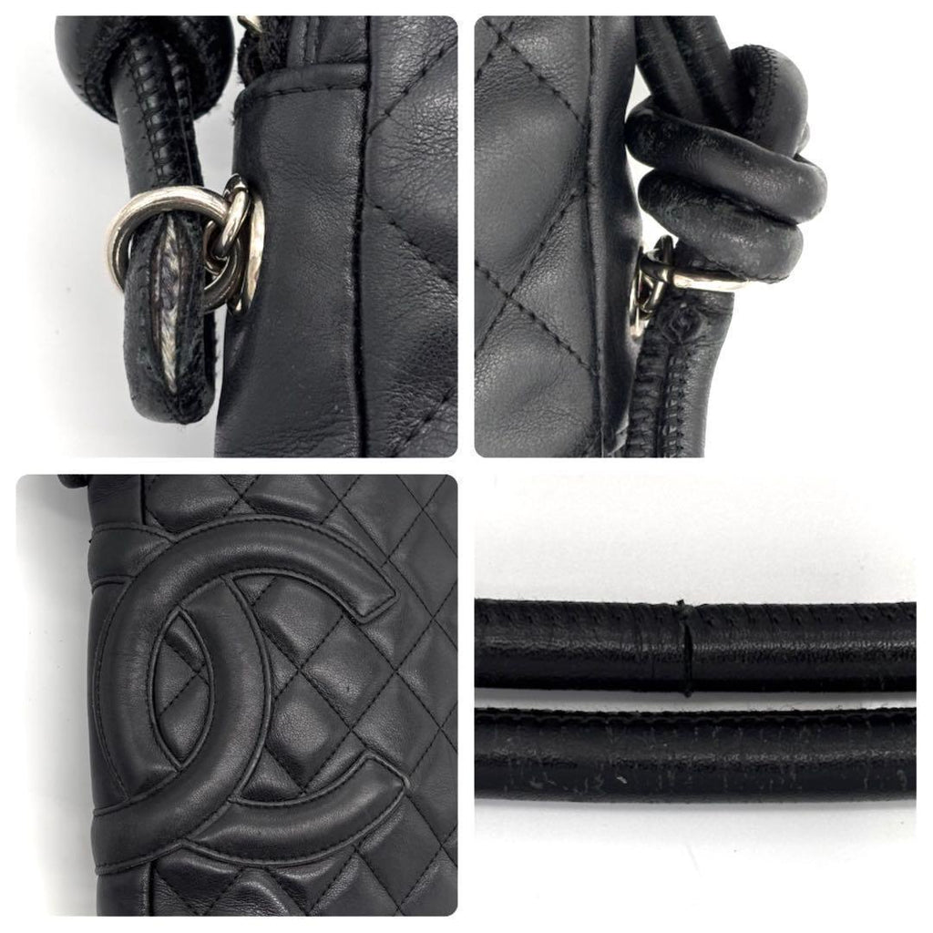 Chanel Cambon Line Leather Pochette Shoulder Bag Black — view 8
