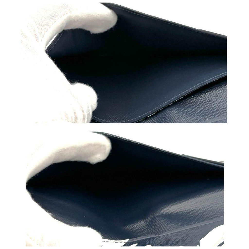 Louis Vuitton Wallet Portefeuille Brazza Navy Hawaii Taiga — view 9