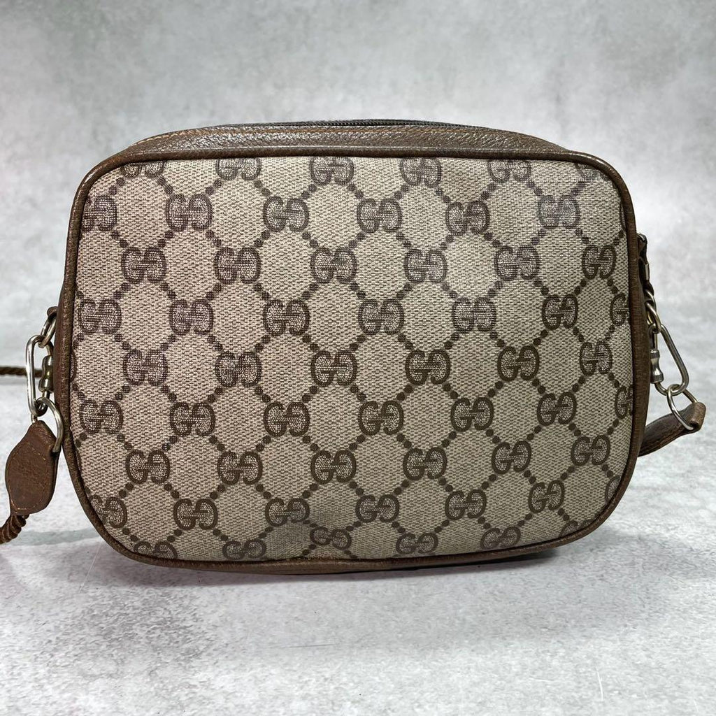 Gucci GG Shoulder Bag Brown Beige Leather Logo — view 3