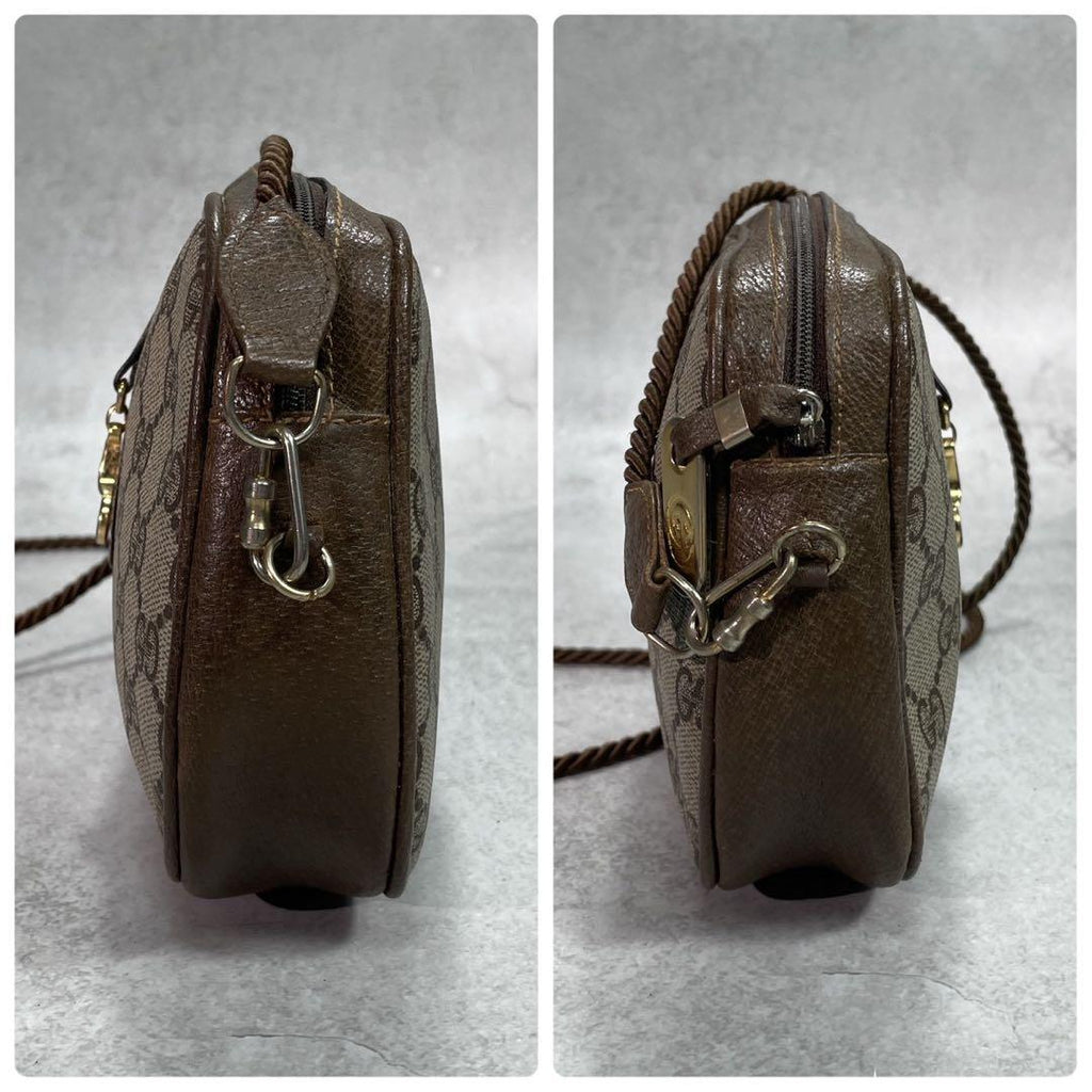 Gucci GG Shoulder Bag Brown Beige Leather Logo — view 6