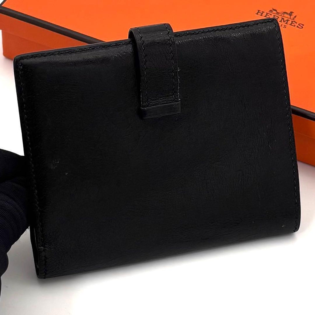 Hermes Bearn Compact Bifold Wallet Black Box Calf — view 2