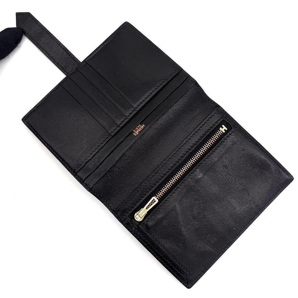 Hermes Bearn Compact Bifold Wallet Black Box Calf — view 3