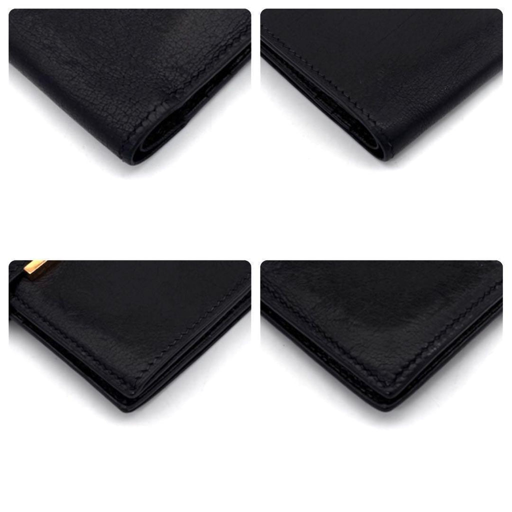 Hermes Bearn Compact Bifold Wallet Black Box Calf — view 7