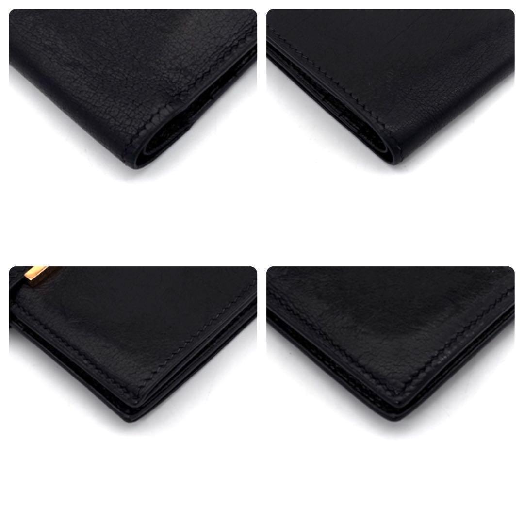 Hermes Bearn Compact Bifold Wallet Black Box Calf — view 7