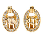 Dior CD Logo Oval Earrings Gold Plated — view 2