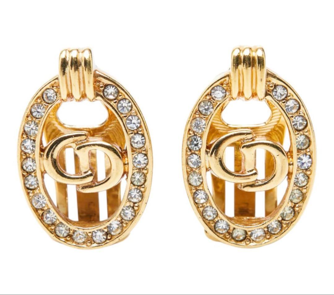 Dior CD Logo Oval Earrings Gold Plated — view 2