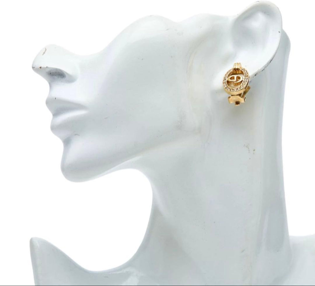 Dior CD Logo Oval Earrings Gold Plated — view 6
