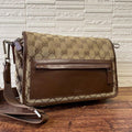Gucci GG Canvas Leather Shoulder Bag Messenger Brown
