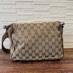 Gucci GG Canvas Leather Shoulder Bag Messenger Brown — view 2