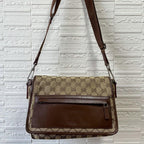 Gucci GG Canvas Leather Shoulder Bag Messenger Brown — view 3