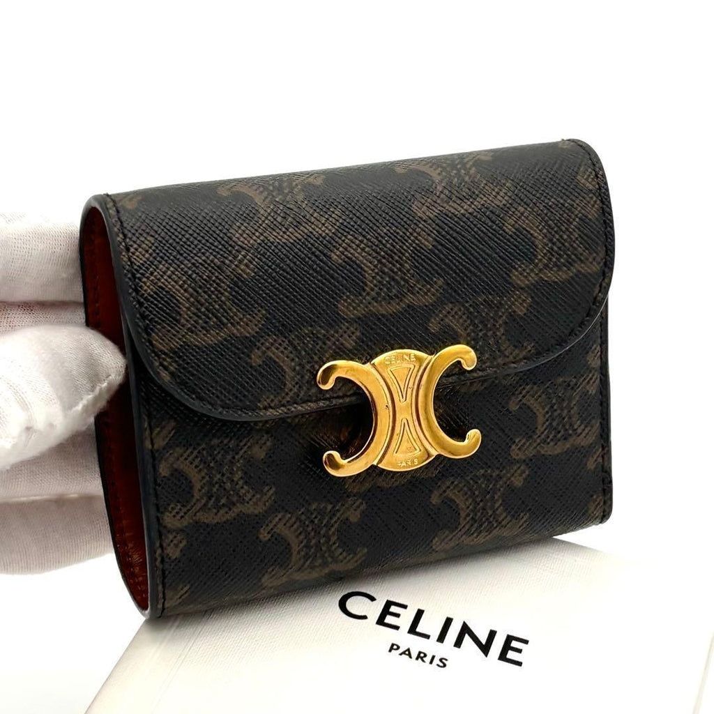 Celine Wallet Black Triomphe All Over Small Flap