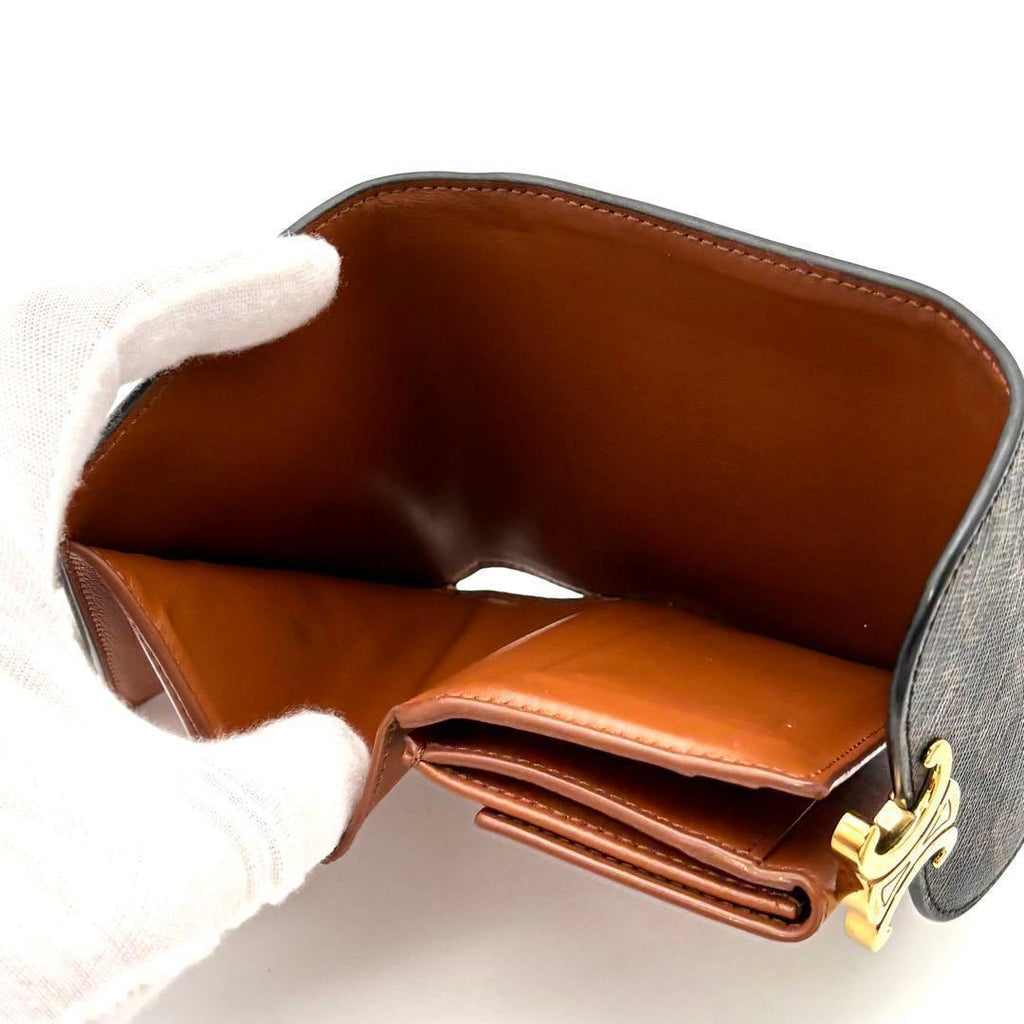 Celine Wallet Black Triomphe All Over Small Flap — view 6
