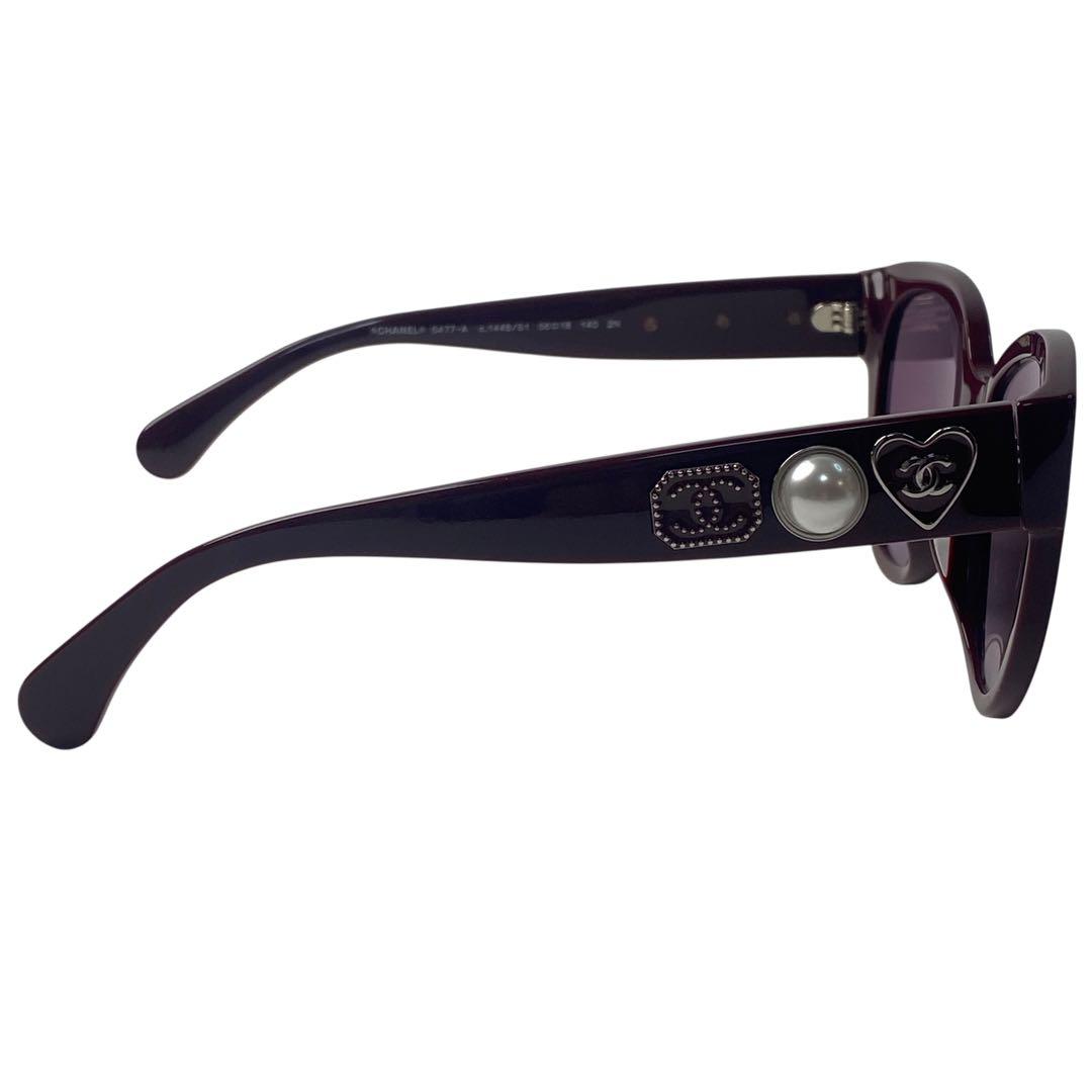 Chanel Faux Pearl CC Logo Sunglasses 56 — view 5
