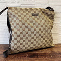 Gucci GG Canvas Nylon Shoulder Bag Brown Large