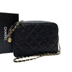 Chanel Caviar Leather Quilted Chain Shoulder Bag CC Logo