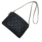 Chanel Caviar Leather Quilted Chain Shoulder Bag CC Logo — view 3