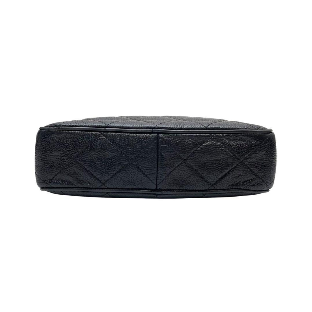 Chanel Caviar Leather Quilted Chain Shoulder Bag CC Logo — view 5