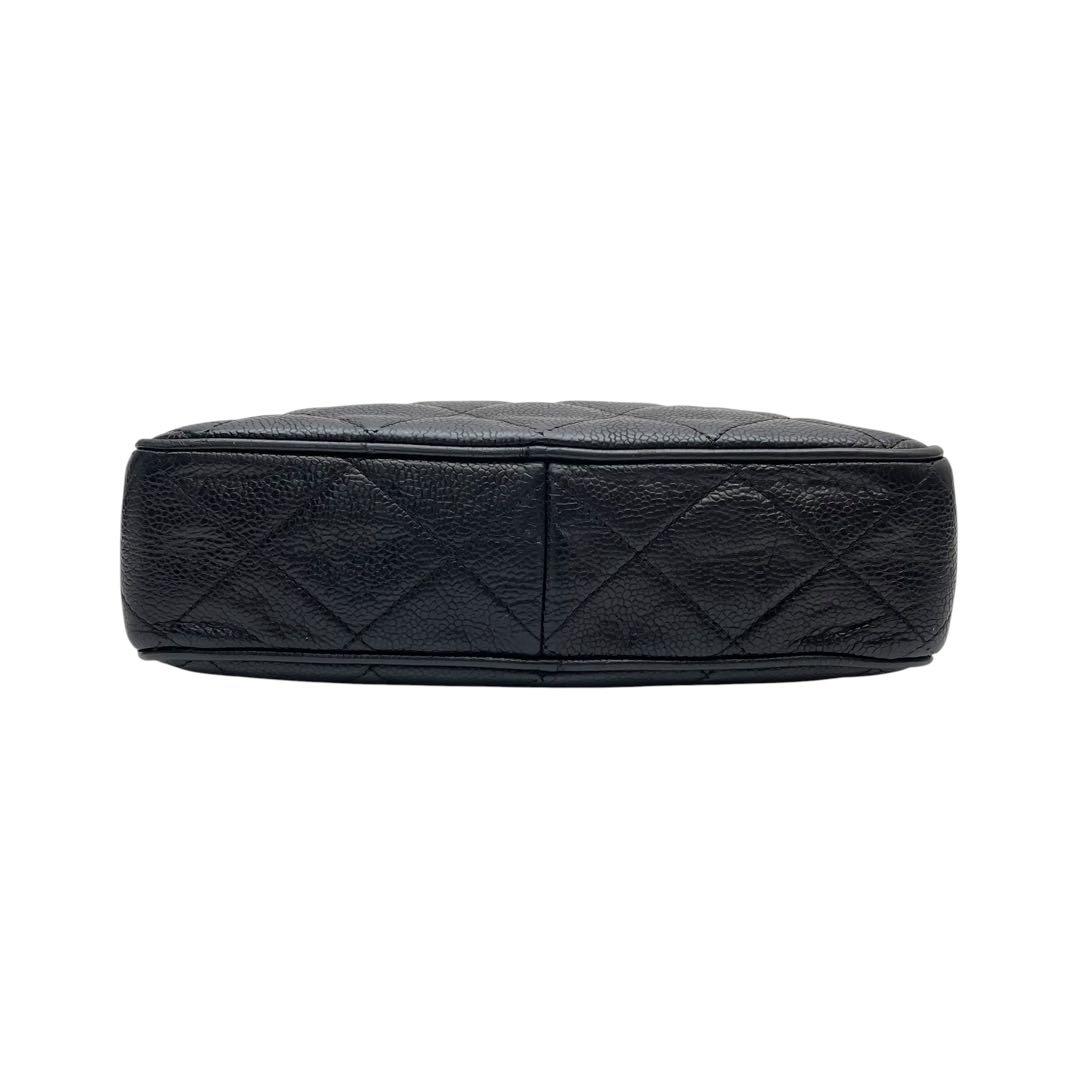 Chanel Caviar Leather Quilted Chain Shoulder Bag CC Logo — view 5
