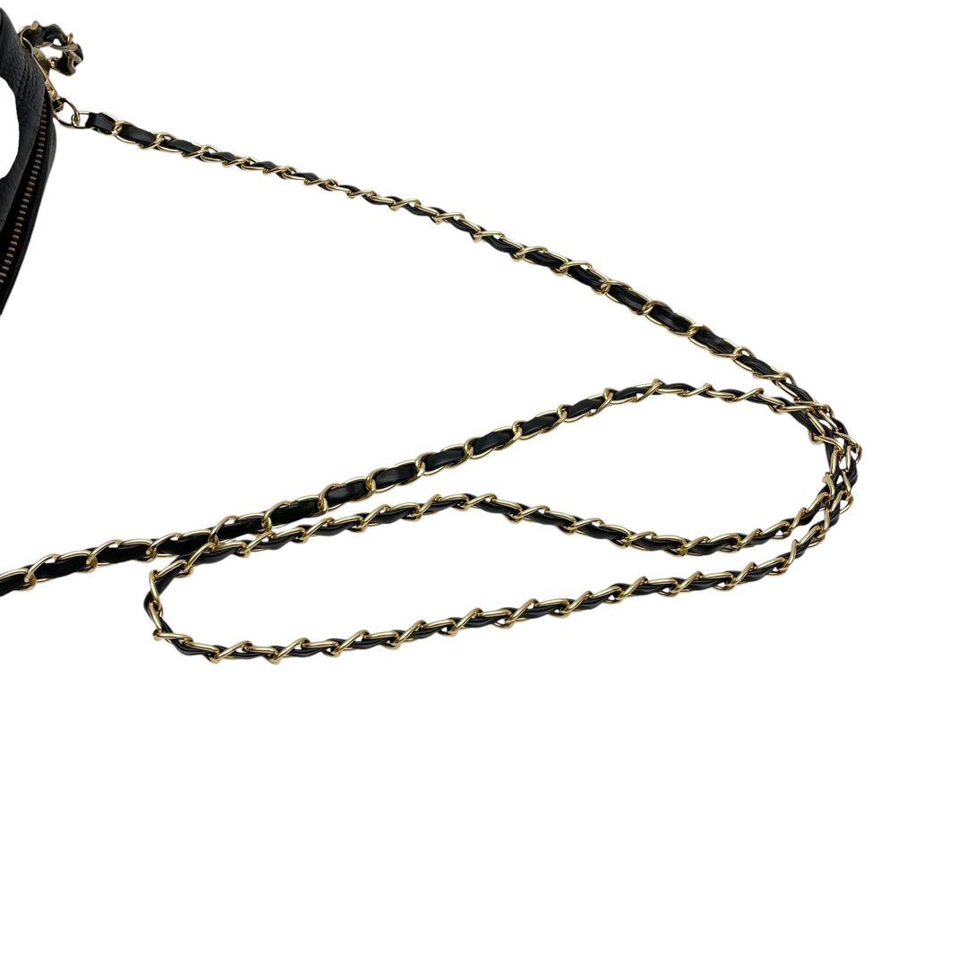 Chanel Caviar Leather Quilted Chain Shoulder Bag CC Logo — view 7