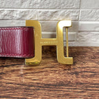 Hermes Leather Buckle Gold Belt Bordeaux — view 9