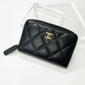 Chanel Caviar Leather CC Logo Zip Coin Purse Wallet Card Case