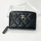 Chanel Caviar Leather CC Logo Zip Coin Purse Wallet Card Case — view 2