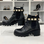 Gucci Leather Bijou GG Marmont Belt Side Gore Short Boots — view 2