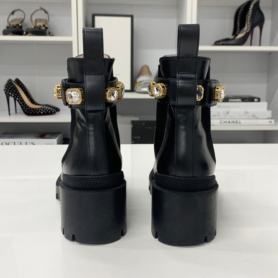 Gucci Leather Bijou GG Marmont Belt Side Gore Short Boots — view 6