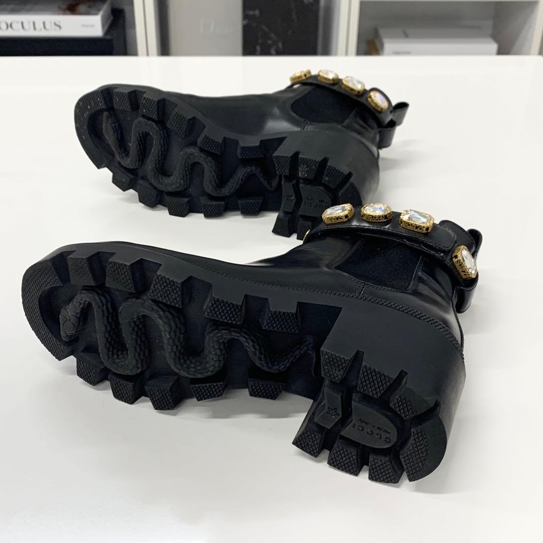Gucci Leather Bijou GG Marmont Belt Side Gore Short Boots — view 7