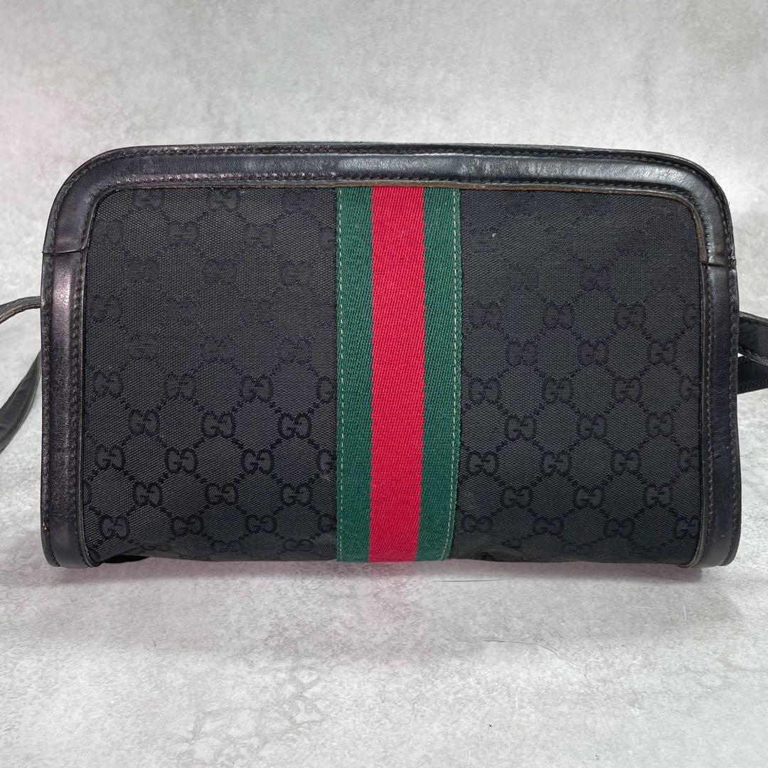 Gucci GG Sherry Line Shoulder Bag Black Leather — view 3