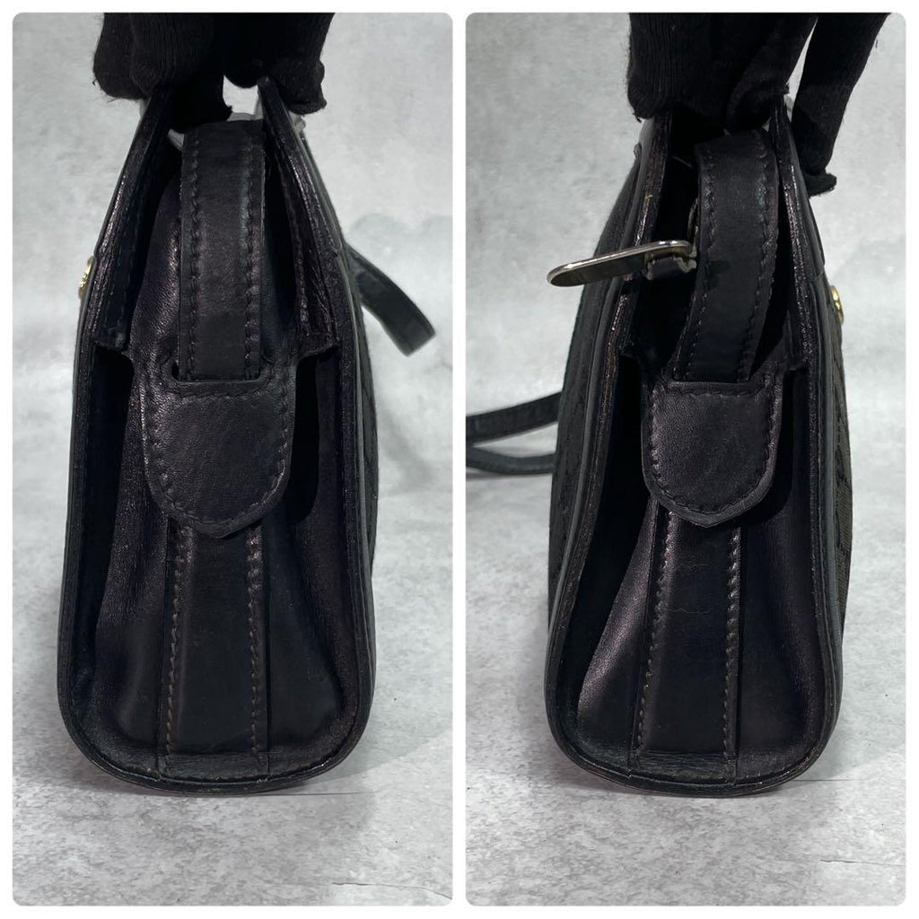 Gucci GG Sherry Line Shoulder Bag Black Leather — view 7