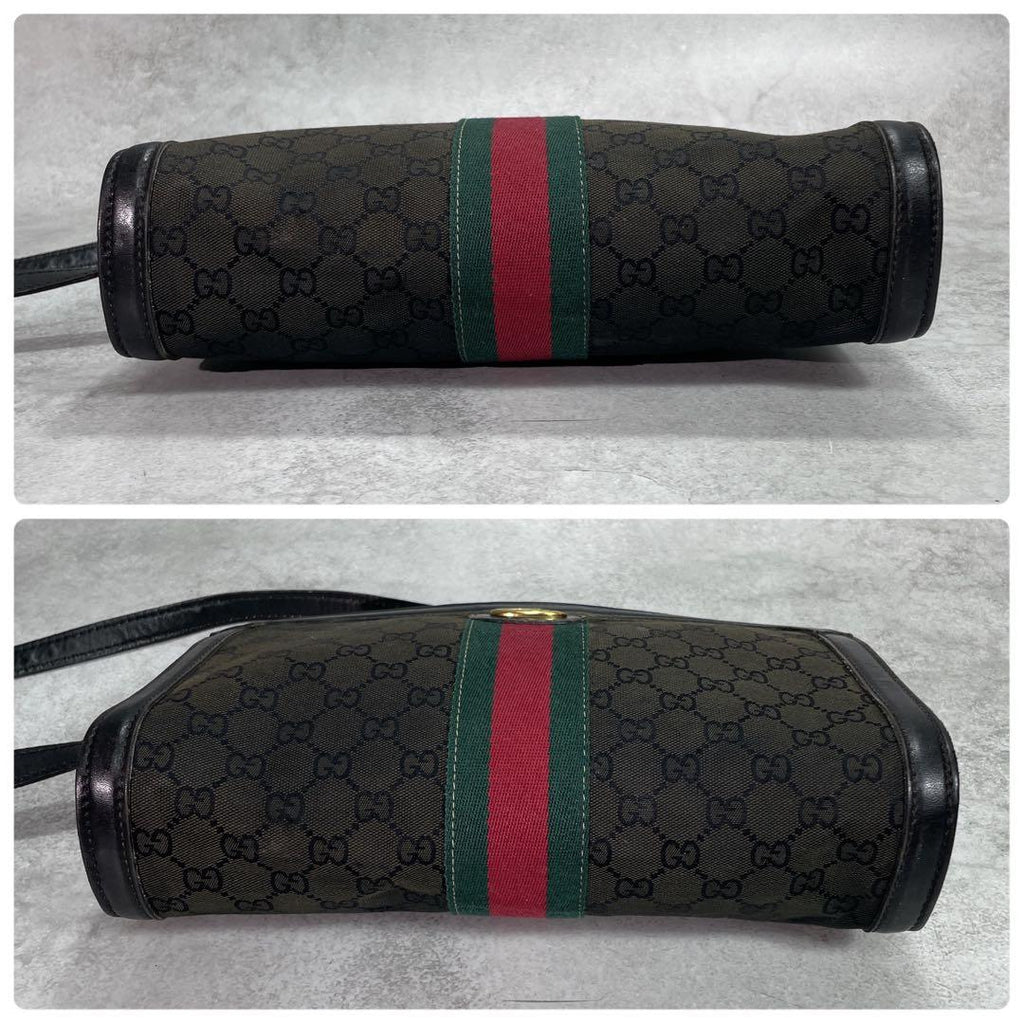 Gucci GG Sherry Line Shoulder Bag Black Leather — view 8