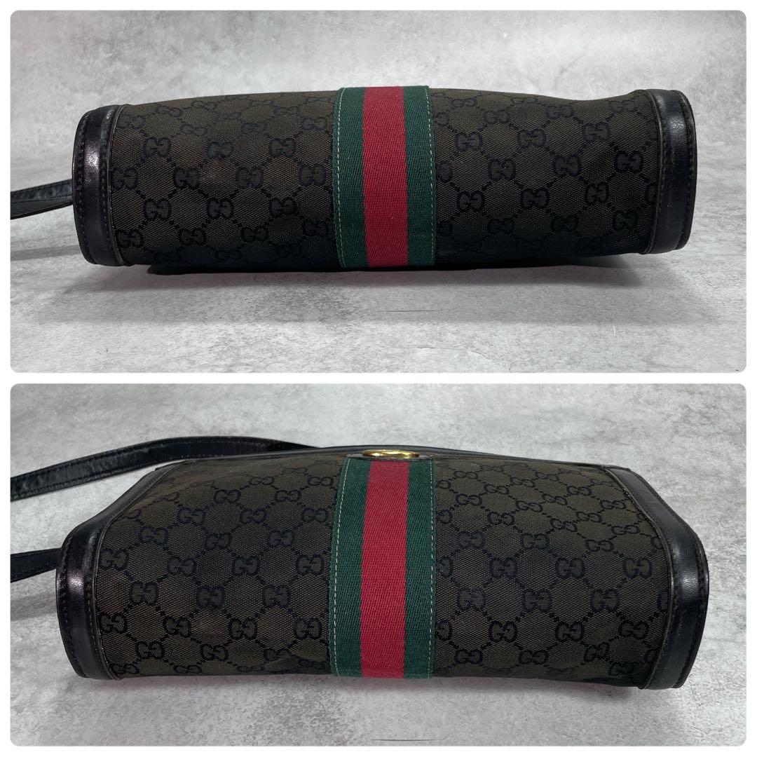 Gucci GG Sherry Line Shoulder Bag Black Leather — view 8