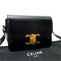 Celine Leather Teen Triomphe Shoulder Bag Black
