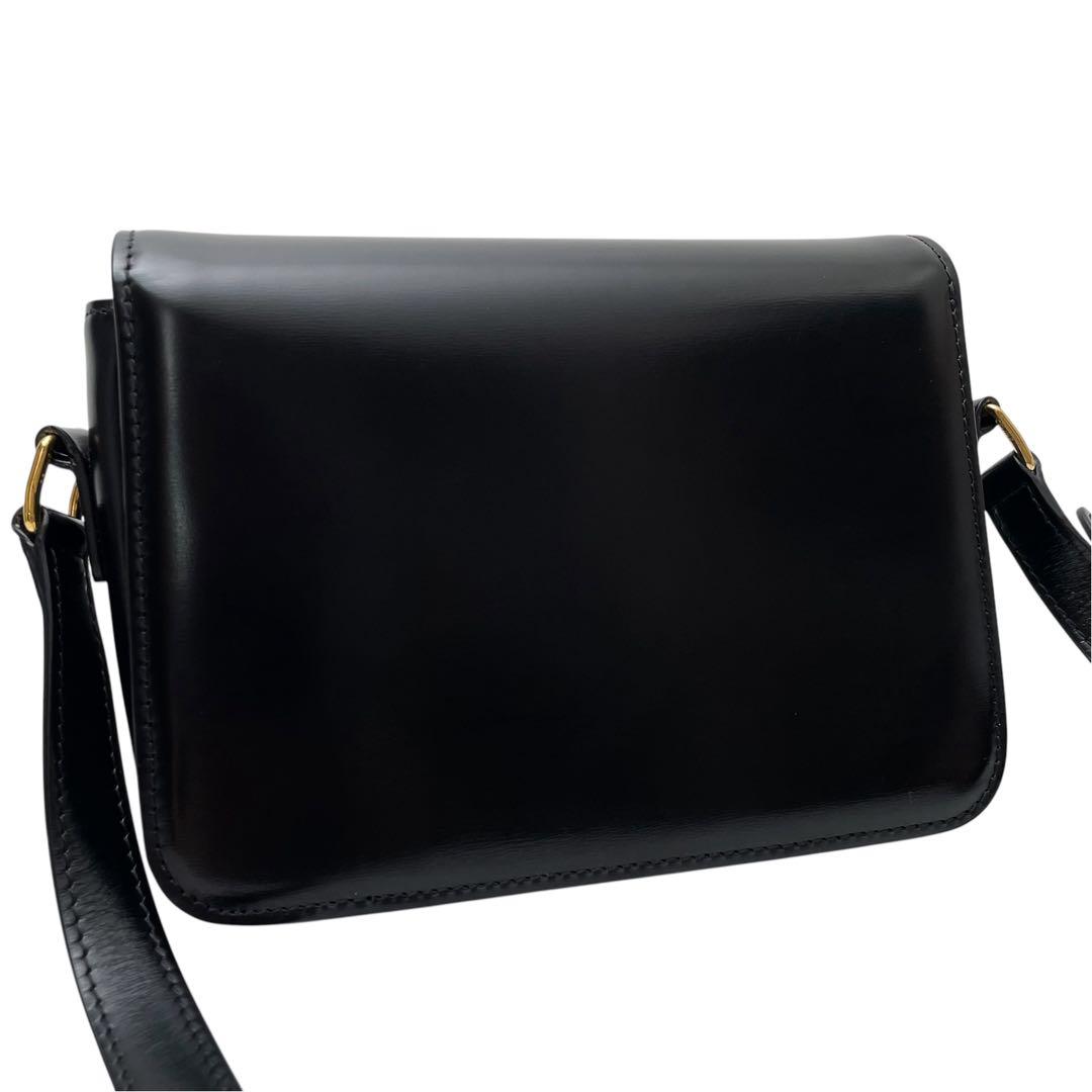 Celine Leather Teen Triomphe Shoulder Bag Black — view 2