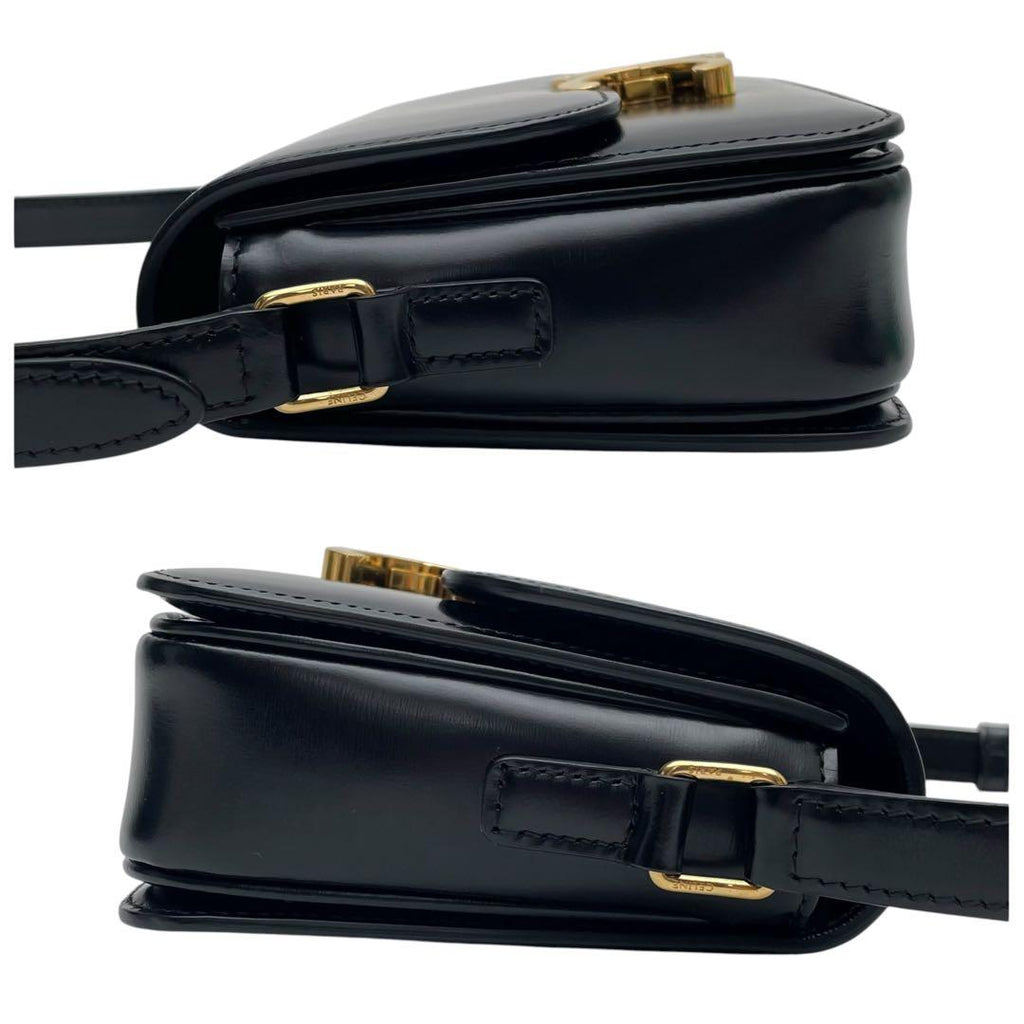 Celine Leather Teen Triomphe Shoulder Bag Black — view 3