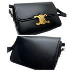 Celine Leather Teen Triomphe Shoulder Bag Black — view 6