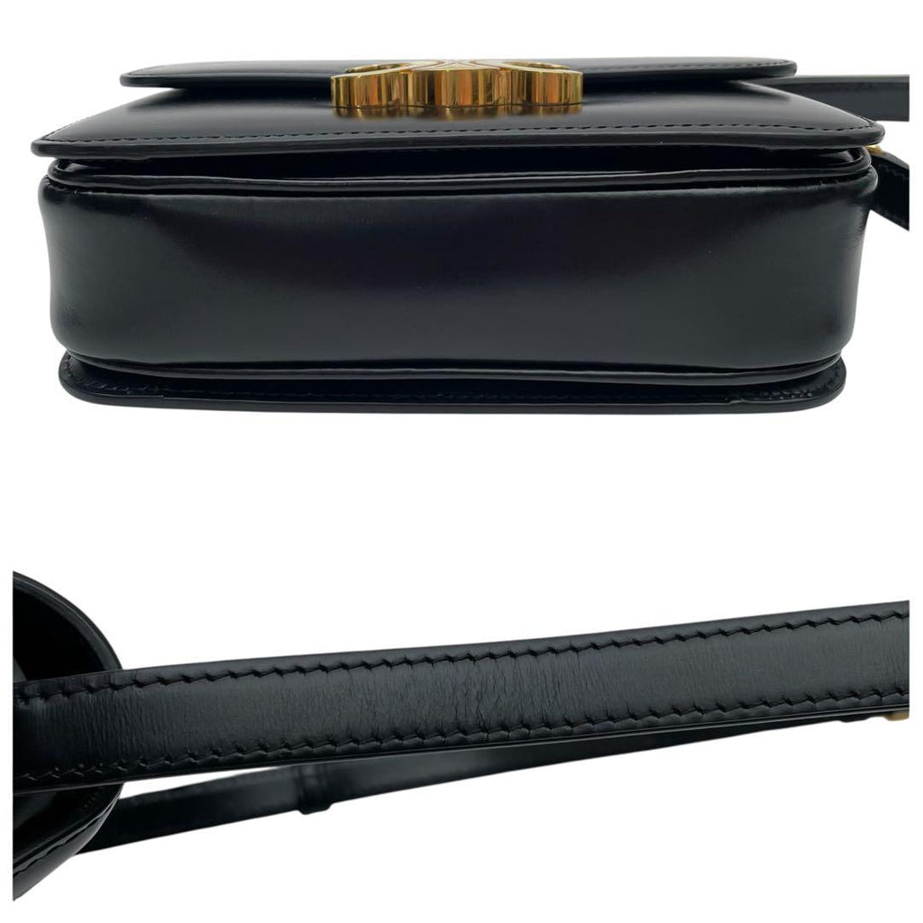 Celine Leather Teen Triomphe Shoulder Bag Black — view 7