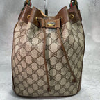 Gucci GG Sherry Line Shoulder Bag Brown Leather Drawstring — view 2