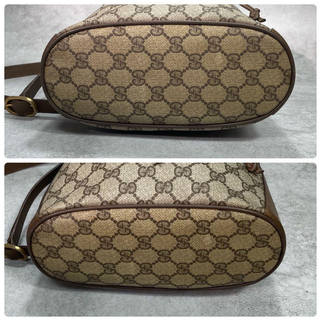 Gucci GG Sherry Line Shoulder Bag Brown Leather Drawstring — view 8