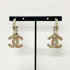 Chanel Earrings CC Logo Hoop Rhinestone Gold Multicolor — view 6