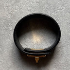 Prada Saffiano Leather Logo Belt Bracelet Turnlock Black Gold Size — view 9