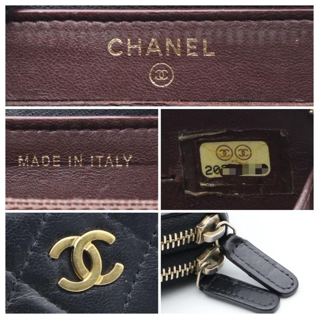 Chanel Lambskin Quilted Zip Wallet Black — view 7