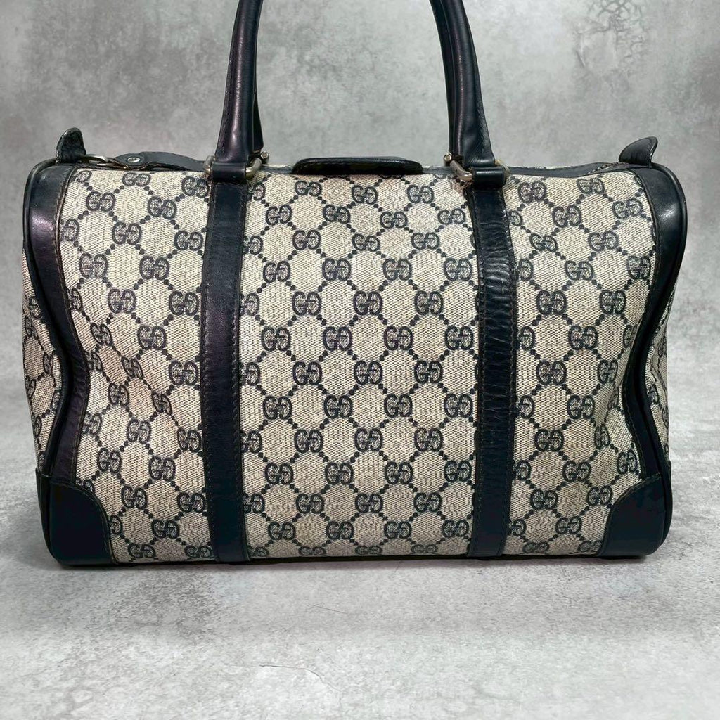 Gucci GG Boston Bag Hand Navy Leather Gold — view 2