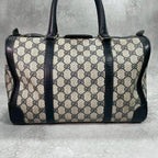 Gucci GG Boston Bag Hand Navy Leather Gold — view 2
