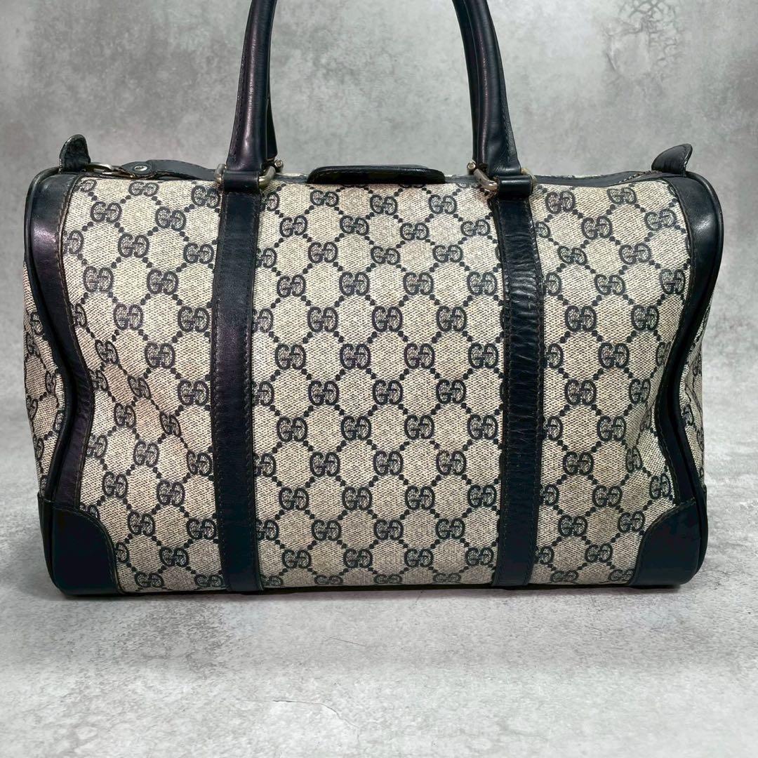 Gucci GG Boston Bag Hand Navy Leather Gold — view 2