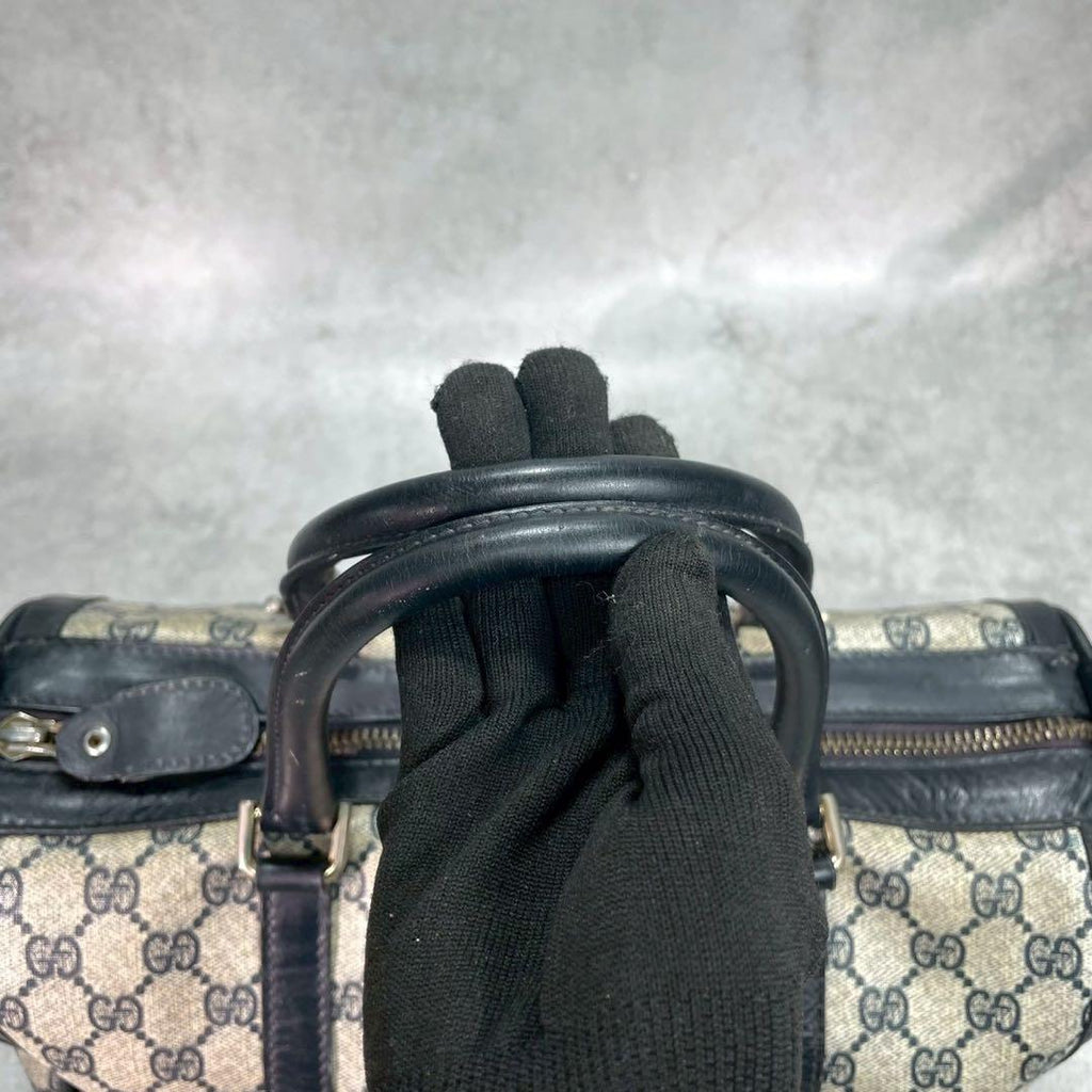Gucci GG Boston Bag Hand Navy Leather Gold — view 4