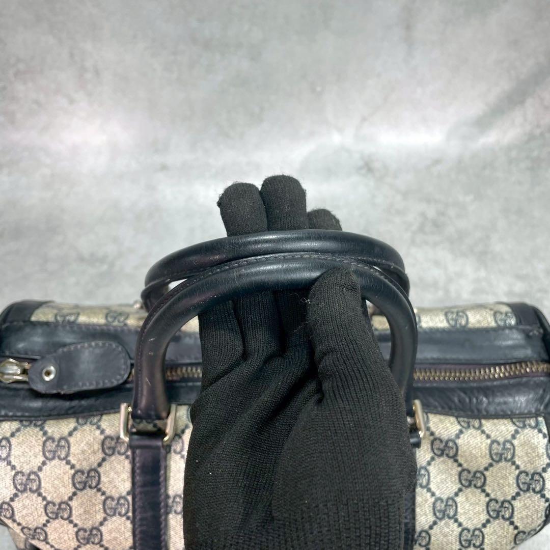 Gucci GG Boston Bag Hand Navy Leather Gold — view 4