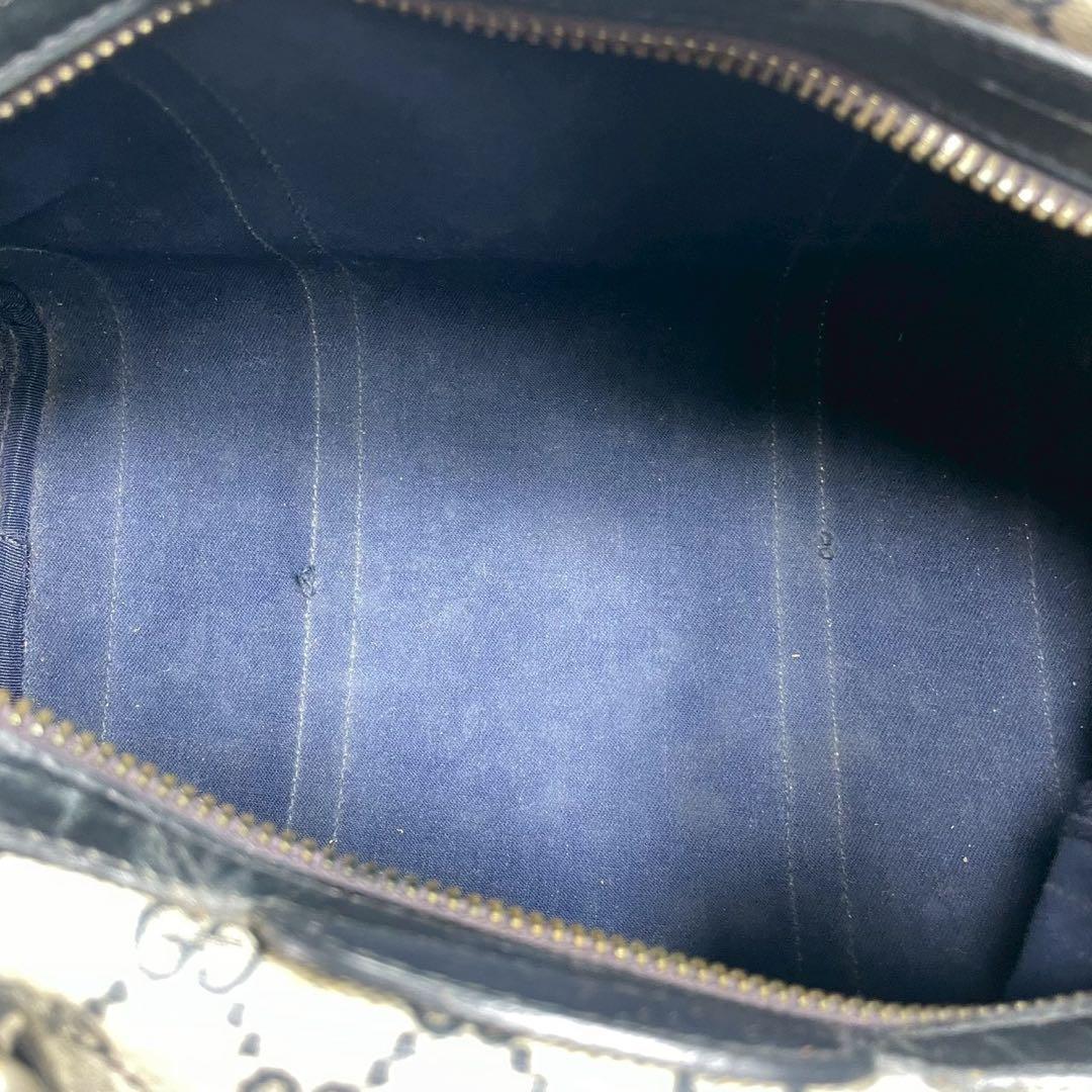 Gucci GG Boston Bag Hand Navy Leather Gold — view 5