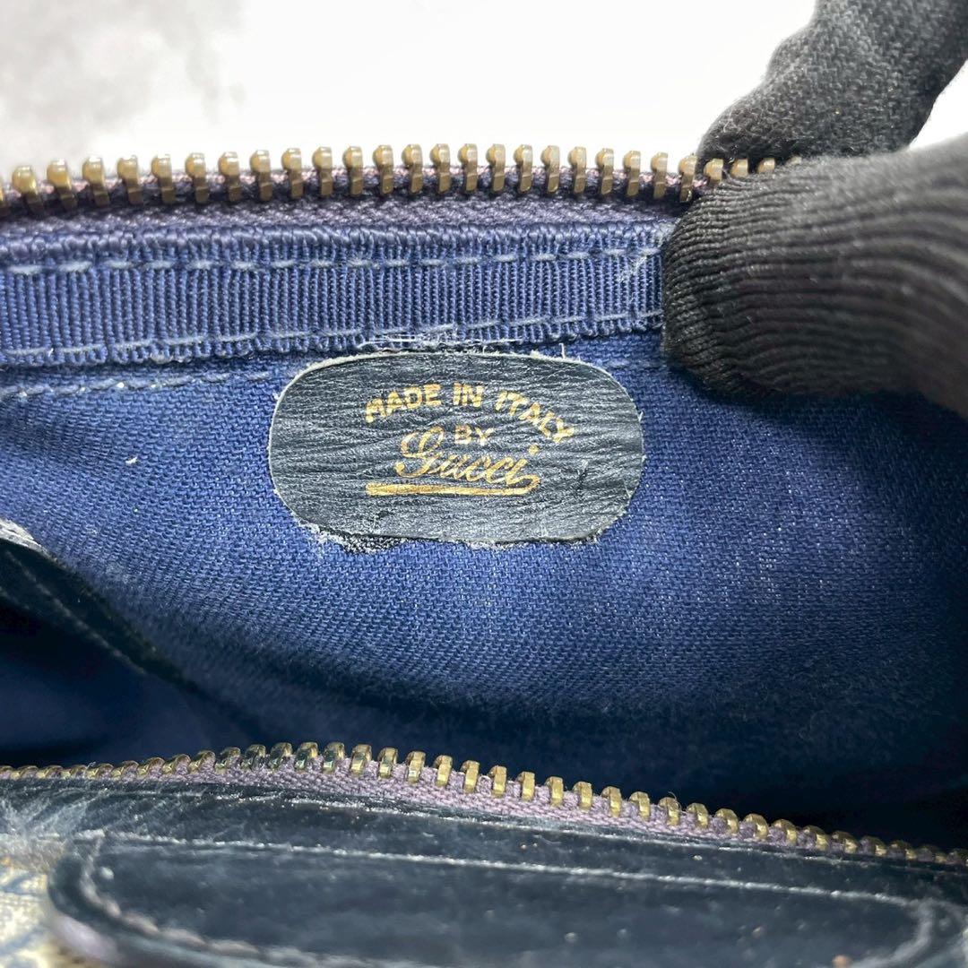 Gucci GG Boston Bag Hand Navy Leather Gold — view 6